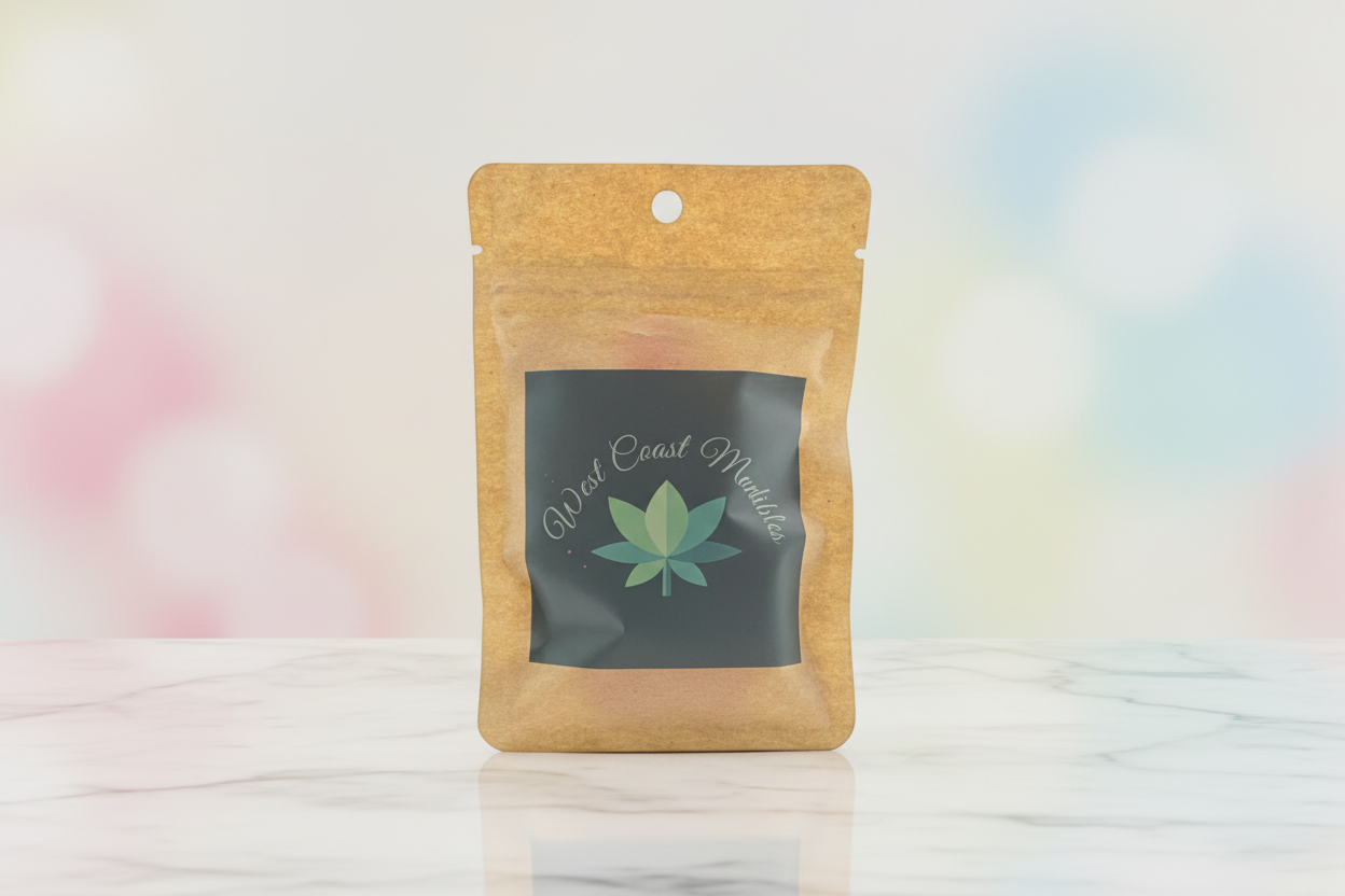 rests on a smooth, light-colored marble surface, subtly reflecting the warm, ambient studio light. The background is a soft, out-of-focus bokeh of pastel colors, creating a gentle, inviting atmosphere.
